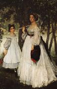 James Tissot The Two Sisters;Pprtrait USA oil painting artist